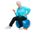 Happy senior woman making fitness training with dumbbells